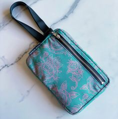 Rosie Floral Fanny pack - Cross body pack, hip bag Ryan Williams, Tan Leather Belt, Chest Pack, Bright Fabrics, Navy Flowers, Flowers Blue, Hip Bag, Adjustable Belt, Rose Design