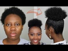 Natural Hair Shrinks! Best Way to High Puff on Short 4C Natural Hair Tutorial | NO EXTENSIONS - YouTube Short 4c Natural Hair, How To Bun, Faux Bun, Updo Tutorials, Buns Hairstyles, Hairstyles High, High Buns, Natural Hair Ponytail, Cabello Afro Natural