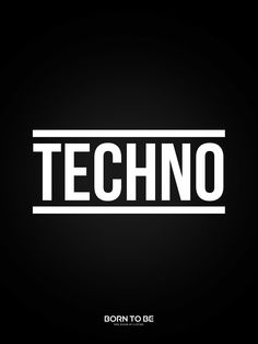 the word techno in white on a black background