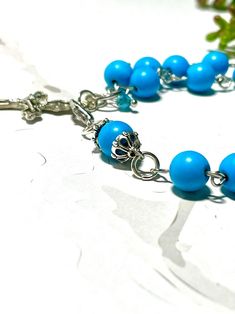 Bracelet Rosary One Decade Catholic Rosary Bracelet Buffalo - Etsy Adjustable Blue Hand-strung Rosary Bracelet, Adjustable Hand-strung Blue Rosary Bracelet, Blue Rosary Bracelet Gift, Handmade Adjustable Blue Rosary Bracelet, Turquoise Rosary Bracelet Gift, Turquoise Rosary Bracelet With Round Beads, Turquoise Rosary Bracelet With Round Beads As Gift, Adjustable Round Rosary As Gift, Turquoise Spiritual Rosary Bracelet With Round Beads