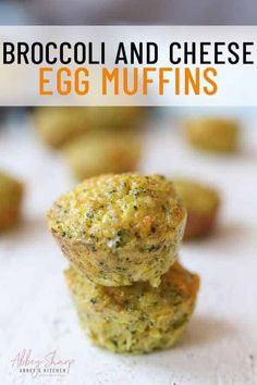 broccoli and cheese egg muffins stacked up on top of each other