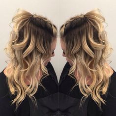 Pinterest - alicebocock Fall Hairstyles, Braided Bangs, Ombré Hair, Long Hairstyles, Hair Envy, Curly Hairstyle, Hair Dos, Gorgeous Hair