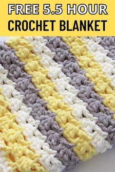 a crocheted blanket with the text free 5 - hour crochet blanket