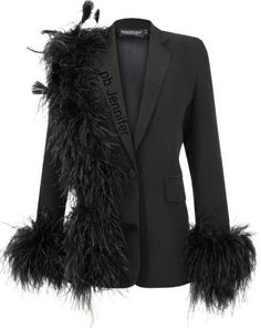 Jacket With Feathers, Feather Suit, Custom Blazer, Feather Coat, Mode Abaya, Classy Dress Outfits, Futuristic Fashion, Fashion Design Clothes