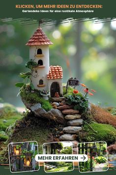 Gartendeko Ideen für eine rustikale Atmosphäre Miniature Garden Design, Clay Fairy House, Garden Decor Ideas, Clay Fairies, Clay Miniatures, Fairy Gardens, Miniature Garden, Fairy House, Mini House