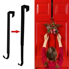 PRICES MAY VARY. 【Adjustable Wreath Hanger】Press the back button of the hook, you can adjust the length from 15 in to 25 in via pull down or push up, when you adjust to the desired height, just release the button.EASY TO USE. Adjustable wreath hanger suit for most door height and you can adjust wreath holder length to adapt to wreaths different sizes.The adjustable wreath hangers for front door can bear 20 pounds, no longer need to worry about wreath falling. 【Protect the Door from Scratches】adj Christmas Wreath Door, Outdoor Christmas Wreaths, Wreath Hook, Wreath Holder, Wreath Hangers, Over The Door Hooks, Material Wreaths, Wreath Hanger, Door Hooks