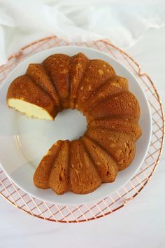 a bundt cake sitting on top of a white plate