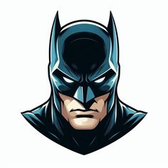 the batman logo is shown on a white background, with black and blue color scheme