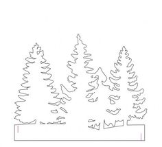 the outline of three trees in front of a white background