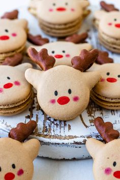 some cookies with reindeer faces on them