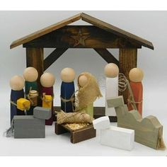 a nativity scene with figurines and decorations