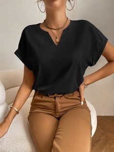 Featuring a plain pattern, the blouse is crafted from 92% polyester and 8% elastane for a comfortable regular fit. Boasting a notched neck and short batwing sleeves, this sheer blouse is designed for casual style and should be machine washed but not dry cleaned. Size US Bust Cuff Length Sleeve Length Tall XS 2 38.6 15.2 25.2 9.4 Tall S 4 40.2 15.7 25.6 9.8 Tall M 6 41.7 16.3 26 10.2 Tall L 8/10 44.1 17.1 26.6 10.7 Tall XL 12 46.5 17.9 27.2 11.3 Ships in 4-6 daysJoin our mailing list for a 20% of Work Outfits Women, Professional Outfits, Business Casual Outfits, Mode Inspiration, Work Attire, Work Fashion