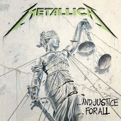 a drawing of a lady justice statue with the word metallic on it's side