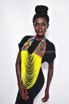 Coral Jewelry Set, African Beads Necklace, Bold Statement Jewelry, Body Necklace, Shoulder Necklace, Necklace African, Necklace Luxury, Yellow Necklace, African Necklace