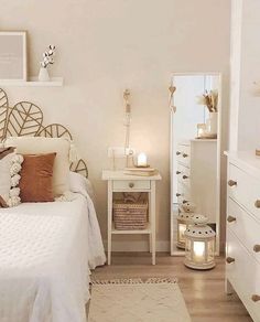 an instagram photo of a bedroom with white furniture