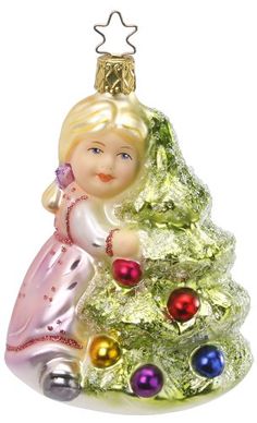 Inge Glas Girl Tree Ann-ticipation 1-064-12 German Glass Christmas Ornament White Christmas Tree Decorations, Heirloom Ornaments, Victorian Christmas Ornaments, German Christmas, Unique Ornament, Victorian Christmas