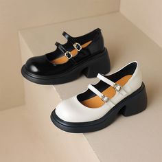 Double-strap with 65mm platform. Perfect for all collocations. Color: Black/WhiteMaterial: CowhideLining: Genuine LeatherInsole: Genuine LeatherSole: Rubber FoamPlatform: 6.5 cm/2.56"Weight: 0.35 kg Each Shoes (measured size 8)Fit: Medium to Wide, Runs Normal.Origin: Made in China Production Time: About 5-7 days (Any exceptional case will email you, Please pay attention to your email left) Shipping Time: Free Shipping To most locations, delivery time is approximately 5-15 days; We have paid FedE White Heels With Thick Bottom And Round Toe, White Mary Janes With Ankle And Heel Straps, White Mary Janes With Heel Strap And Round Toe, Double Strap Mary Janes, White Leather Mary Janes With Heel Strap, Black Leather Mary Jane Shoes With Rubber Sole, White Leather High Heel Mary Janes, Black Mary Jane Sandals With Buckle Closure, Black Leather Mary Jane Shoes With Buckle Closure