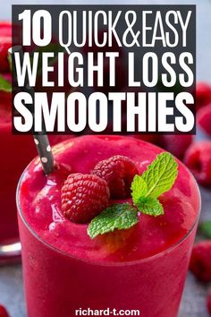 Check out these 10 healthy smoothies for weight loss! These recipes are perfect for anyone trying to get healthy and lose some weight! Strawberry Slush, Homemade Detox Drinks, Homemade Detox, Natural Detox Drinks, Detox Drinks Recipes, Healthy Detox, Natural Detox