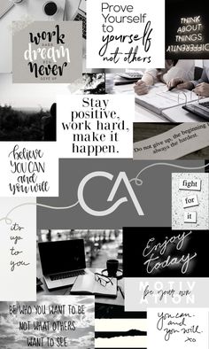 many different types of lettering are shown in this collage with black and white images