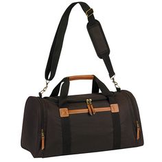 This travel duffel has a large holding capacity, an U zipper top, large front zipper pocket, large end zipper compartments, side open pockets, hard board bottom insert for sturdiness, double carry handles, velcro strapped handles, and adjustable / detachable shoulder straps. Custom Explorer Travel Duffel Bag in Black | 600 Denier | Bags Conference Bags, Executive Style, Executive Fashion, Travel Duffel Bag, Duffle Bag Travel, Travel Duffel, Zipper Top, Overnight Bag, Bag Travel