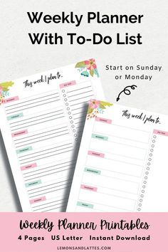 the printable weekly planner with to - do list