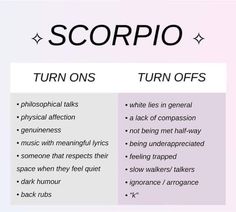 the differences between scorpio and turn offs are shown in this graphic above