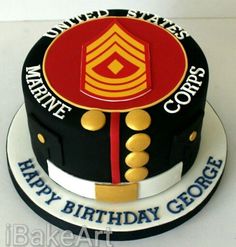 a birthday cake with an army uniform on it