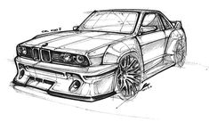 a drawing of the front end of a car with wheels and rims on it