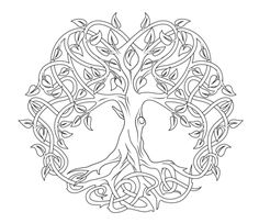 the tree of life has many branches and leaves on it, as well as two faces