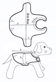 a drawing of a dog's body and neck with measurements for the top part