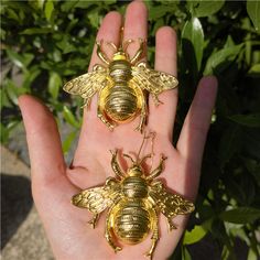 Honeybee Earrings, Large Gold Charm Bee Earrings, Insect Earrings, Bug Earrings, Queen Of Beehive Earrings, Animal Earrings Unusual Jewelry - Froppin Bug Earrings, Bug Jewelry, Honey Bee Earrings, Unique Handmade Earrings, Unusual Earrings, Fancy Gifts, Silver Jewelry Necklace, Bee Earrings, Professional Jewelry