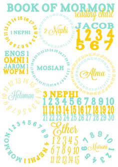 the book of mormon is written in different colors and font, as well as numbers