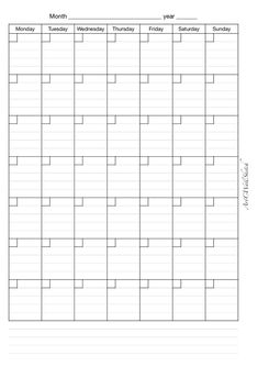 the printable calendar is shown in black and white, with lines on each side