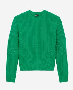 Green knit sweater | The Kooples - US Cozy Textured Knit Cropped Sweater With Crew Neck, Cozy Textured Knit Crew Neck Cropped Sweater, Cozy Textured Knit Cropped Sweater, Green Long Sleeve Knit Sweater, Green Crew Neck Sweater For Winter, Cozy Textured Knit Crew Neck Sweater, Cozy Crew Neck Sweater With Textured Knit, Knitted Cropped Sweater With Crew Neck, Layering Textured Knit Cropped Sweater