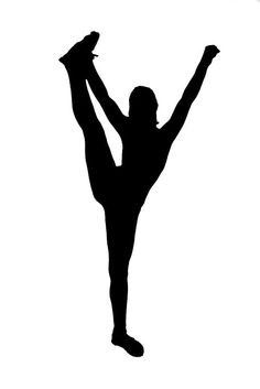 the silhouette of a person doing an acrobatic pose with their arms in the air