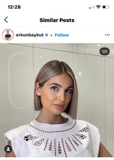 Sleek Straight Bob, Blonde Bob Dark Eyebrows, Blonde Italian Bob, Short Sleek Bob, Sleek Blonde Bob, Blonde Sleek Bob, Blonde Bob Pale Skin, Short Blonde Hair Bobs, Platinum Blonde Bob Aesthetic