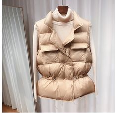 Color: khaki, Size: L Elegant Outerwear, Elegant Blazers, Cozy Coats, Light Down, Winter Vest, Vest Women, Short Vest, Vest Coat, White Duck