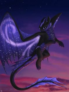 a painting of a dragon flying in the sky with stars on it's wings