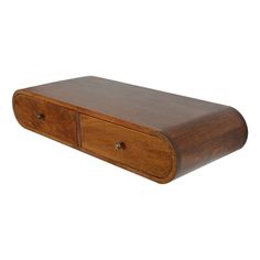 a wooden box with two drawers on it