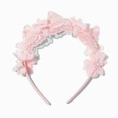 Claire's Club Special Occasion Pink Butterfly & Floral Headband Girly Headband, Pink Hairband, Crown Hair Clip, Kawaii Hair Clips, Sensitive Ears Earrings, Heart Headband, Piercing Kit, Flower Crown Hairstyle, Special Occasion Hairstyles