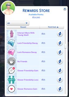 the reward page for an app that allows customers to purchase items