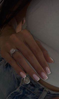 Long Nails Manicure, French Manicure Minimalist, Cher Nails Clueless, Classy Nails Birthday, Model Off Duty Nails, French Manicure Engagement Ring, Light Pink Elegant Nails, Old Money Nails Ideas Square, White Design Square Nails