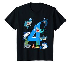 PRICES MAY VARY. Celebrate your toddler boy 4th Birthday with this outstanding shark ocean themed Bday party gift. Perfect gift idea for shark loving boys kids turning Four. Great gift for your beloved son, grandson, nephew. Grab this cute shark themed Bday party gift for boys. Makes a great 4 yrs old bday kids shark gift. Perfect for that ocean-themed lover in their birthday. Cool shark gift for boy born in 2018 Lightweight, Classic fit, Double-needle sleeve and bottom hem Boy 4th Birthday, 4th Birthday Boy, 4th Birthday Boys, 3rd Birthday Boys, Cool Sharks, Ocean Theme Party, Shark Gifts, Shark Themed, Cute Shark