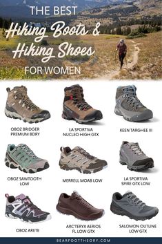 the best hiking boots and hiking shoes for women info sheet with images of men's hiking