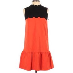 Victoria Beckham Orange/Black Drop Waist Dress. Nwt. High Neckline. Back Button Details. Sleeveless. Ruffle Skirt. 64% Polyester, 30% Rayon, 6% Spandex Size 3x Sleeveless Orange Mini Dress For Fall, Black Flower Print Dress, Floral Satin Dress, Victoria Beckham For Target, Target Dress, Green Lace Dresses, Scalloped Dress, Drop Waist Dress, Target Dresses