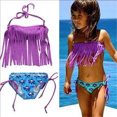 Adorable Tassel Bikini!! Ties At The Back Of The Neck And Then Around The Back. Bottoms Have Decorative Ties On The Side. (Meaning They Won't Fall Off If They Are Untied, Just There For Cuteness!!) Love This!! These Items Are New With Tags Shipped From Wholesale Vendor. Additional Sizes Available Upon Request And A Reservation. Playful Purple Swimwear For Swimming, Cute Purple Swimwear For The Beach, Cute Purple Swimwear For Beach, Playful Purple Swimwear, Kids Swimsuits Bikinis, Summer Fashion For Teens, Girls Swimwear, Kids Summer Fashion