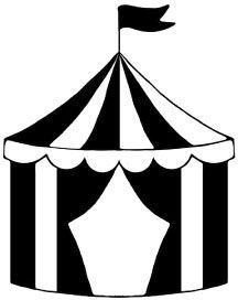 a black and white image of a circus tent