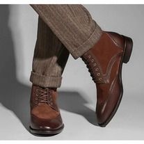 LeatherWear2016 on Storenvy Formal Boots Mens, Brown Dress Boots, Ankle Boots Men, Suede Leather Shoes, High Ankle Boots, Dress Boots, Wedding Suit, Suede Lace, Lace Up Ankle Boots