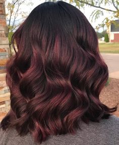 Merlot Balayage, Burgundy Highlights, Hair Color Burgundy, Dark Red Hair, Balayage Hair Blonde