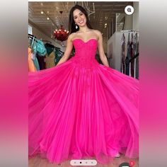 Purchased Prom Kissprom , Size 2 , Brand New - Never Worn - Tags On Homecoming Court Dresses Long Gowns, Hot Pink Ballgown, Dark Pink Prom Dress, Homecoming Court Dresses, Hot Pink Homecoming Dress, Debs Dresses, Hot Pink Tulle, Sparkle Prom Dress, Deb Dresses